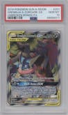 Greninja & Zoroark GX from the 2019 Pokemon S&M  set graded by PSA and given an overall grade of 10.