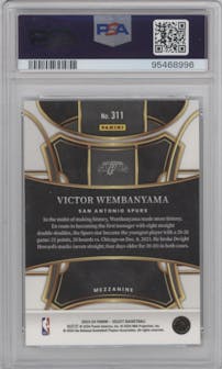 Victor Wembanyama from the 2023-24 Panini Select  set graded by PSA and given an overall grade of 10.