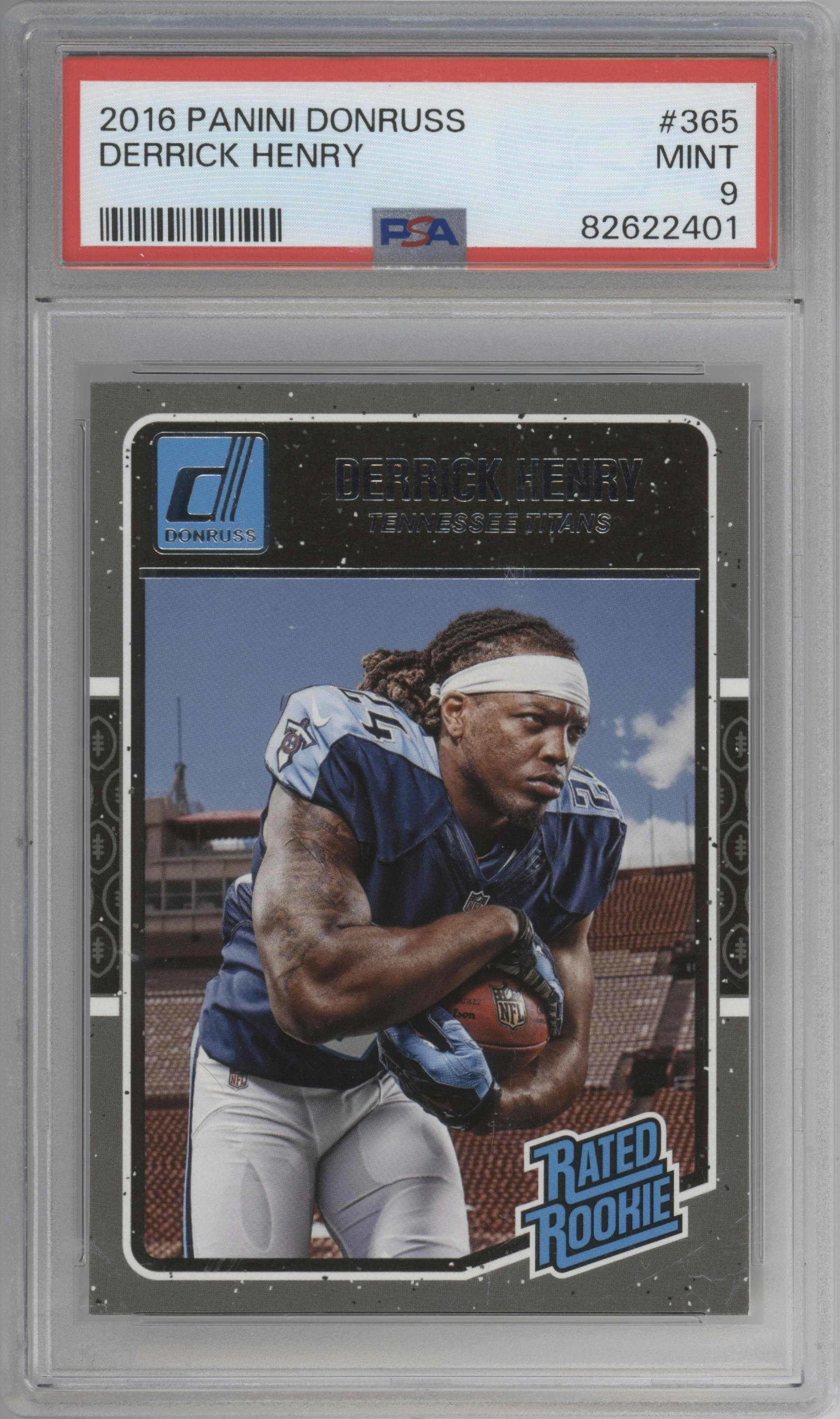Derrick Henry from the 2016 Panini Donruss  set graded by PSA and given an overall grade of 9.