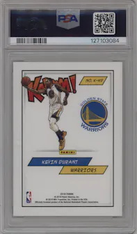 Kevin Durant from the 2018 Panini Kaboom Rewards Multi-Sport set graded by PSA and given an overall grade of 9.