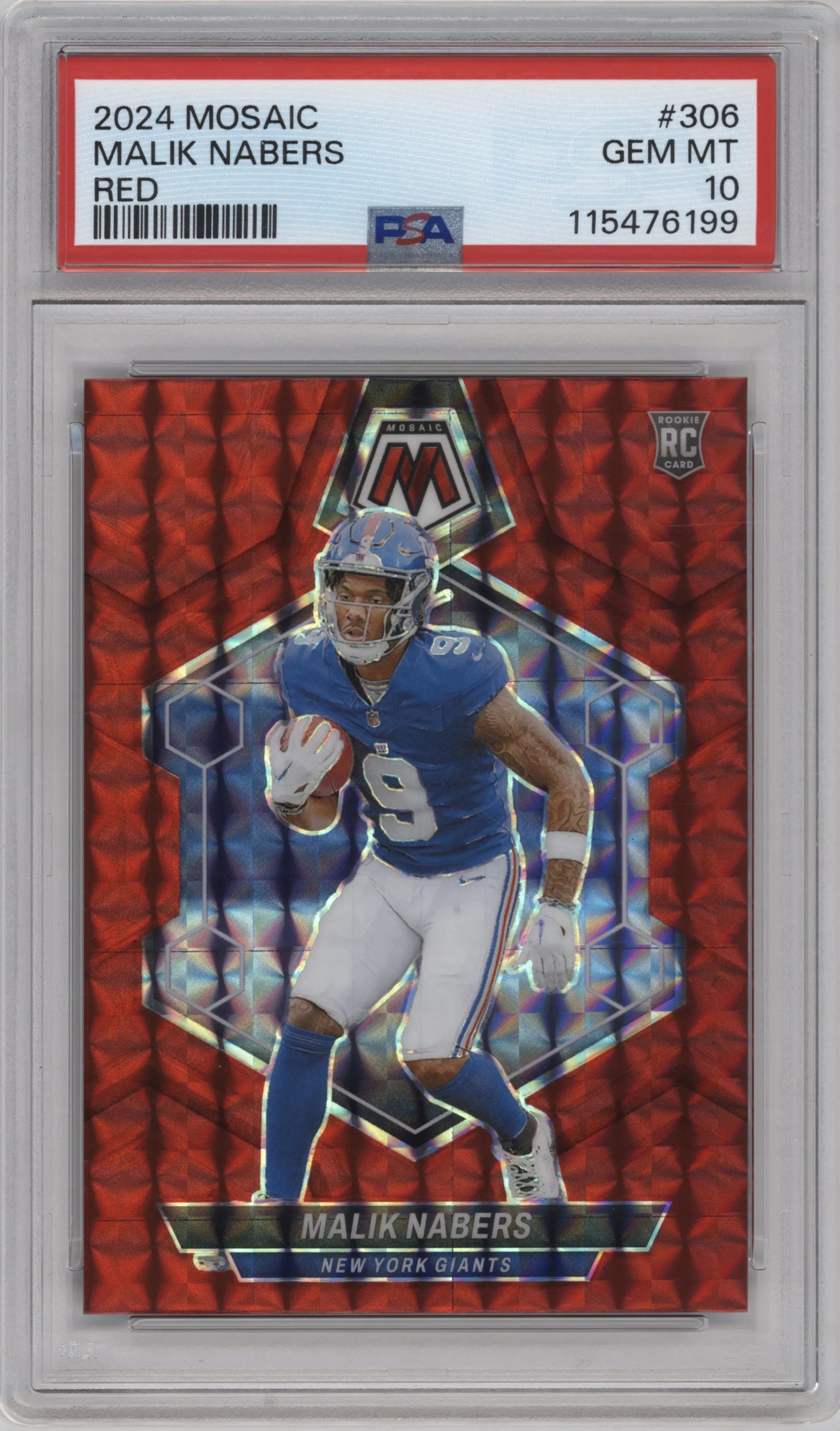2024 Panini Mosaic Malik Nabers Red Mosaic #306 PSA 10