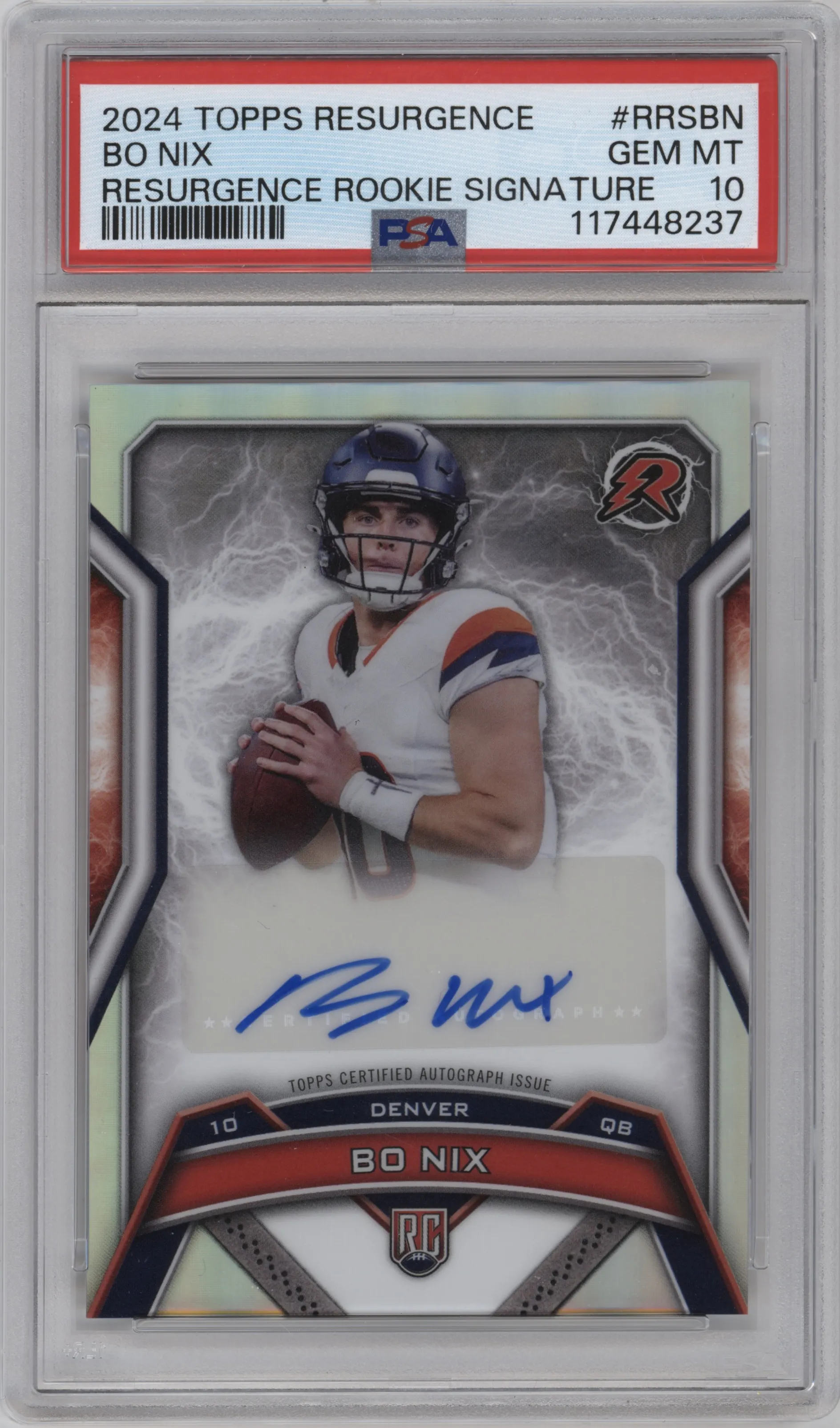 2024 Topps Resurgence Res.Rke.Sig. Bo Nix #RRS-BN PSA 10