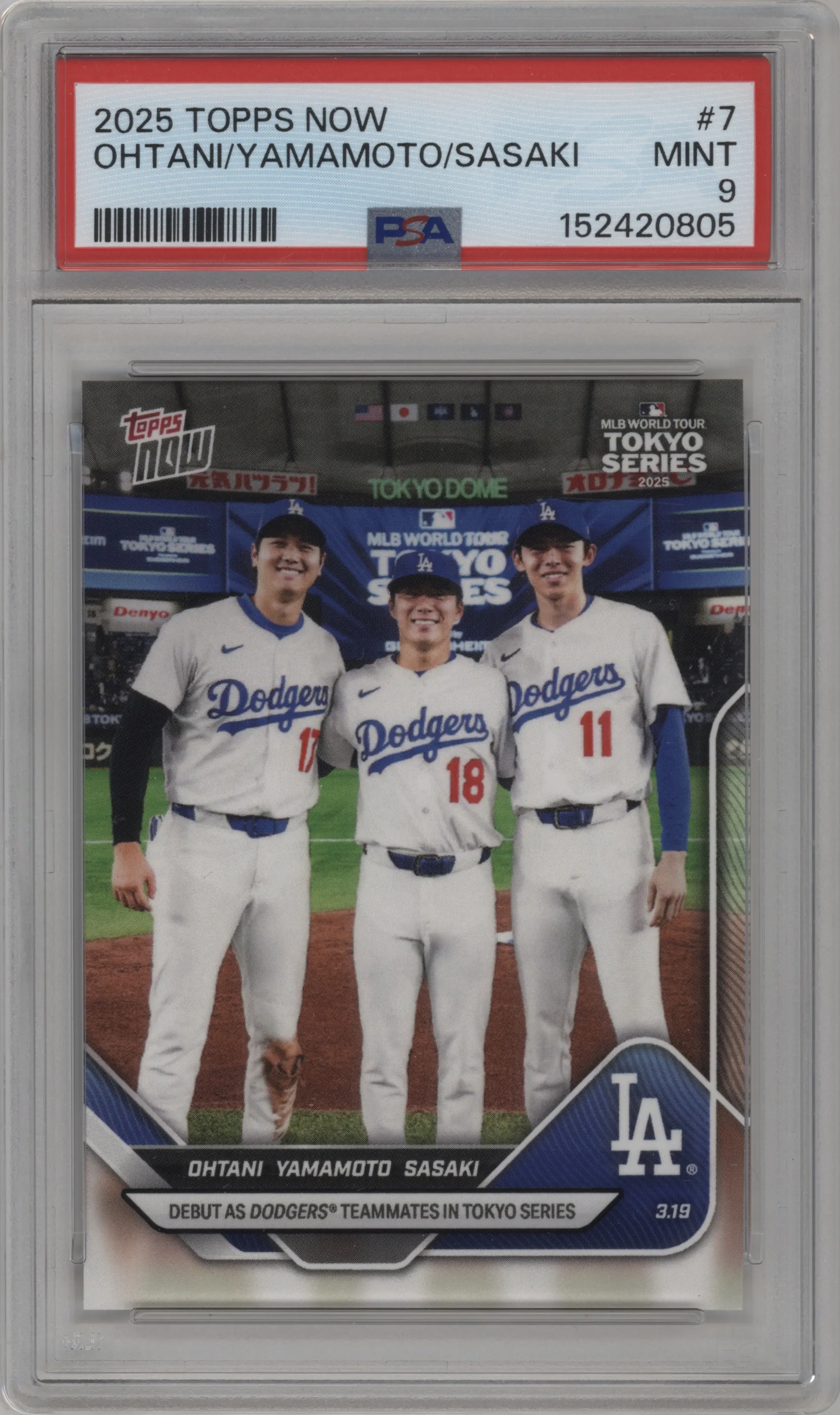 2025 Topps Now Shohei Ohtani/Yoshinobu Yamamoto/Roki Sasaki PSA 9