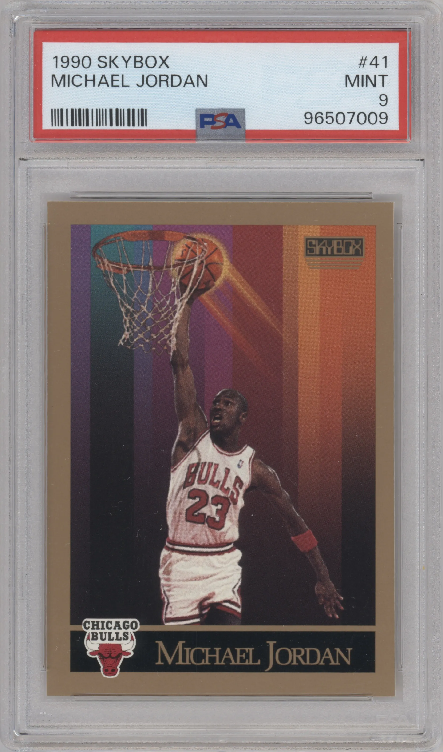Michael Jordan  from the 1990-91 SkyBox  set graded by PSA and given an overall grade of 9.