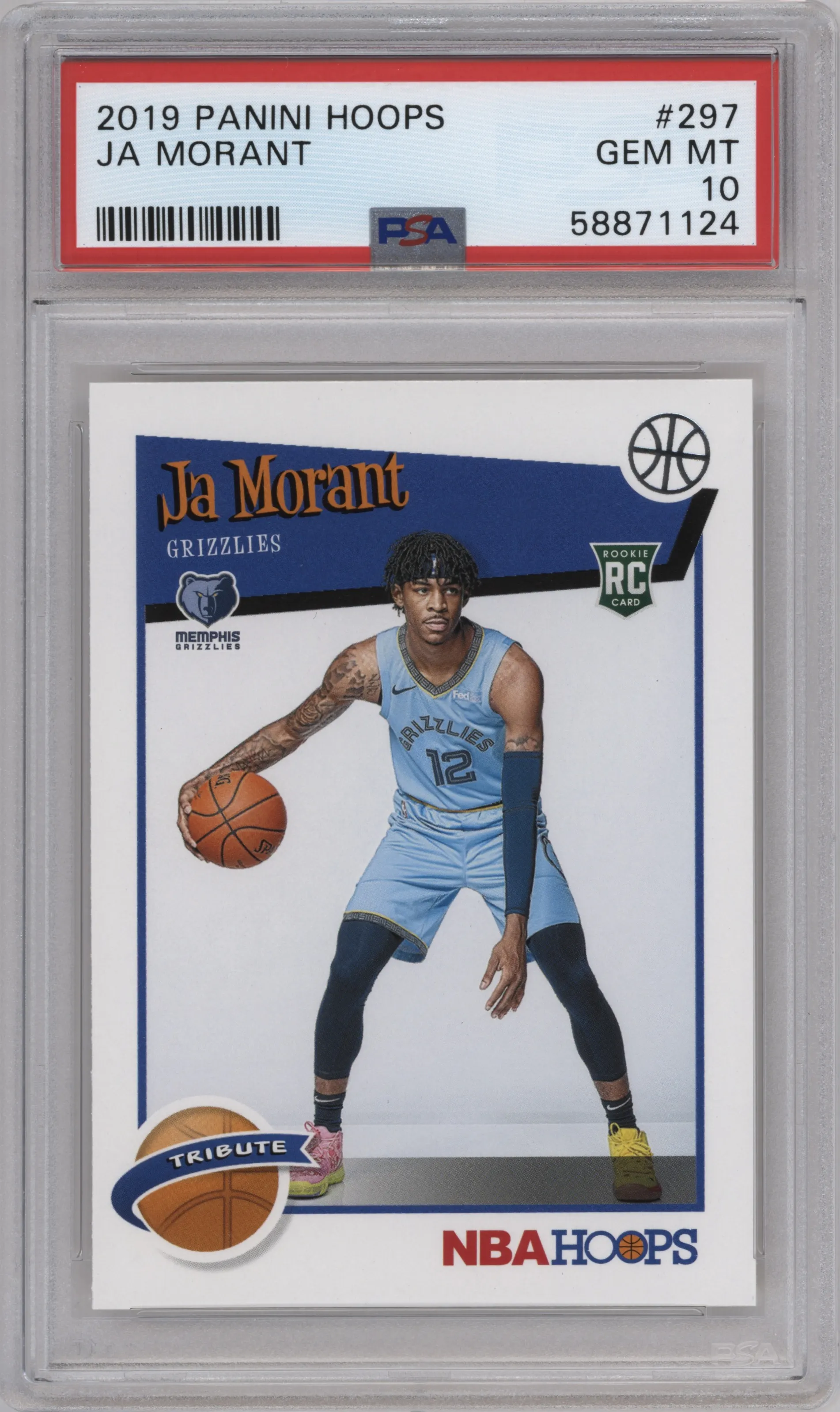 2019 Panini NBA Hoops Tribute Ja Morant PSA 10