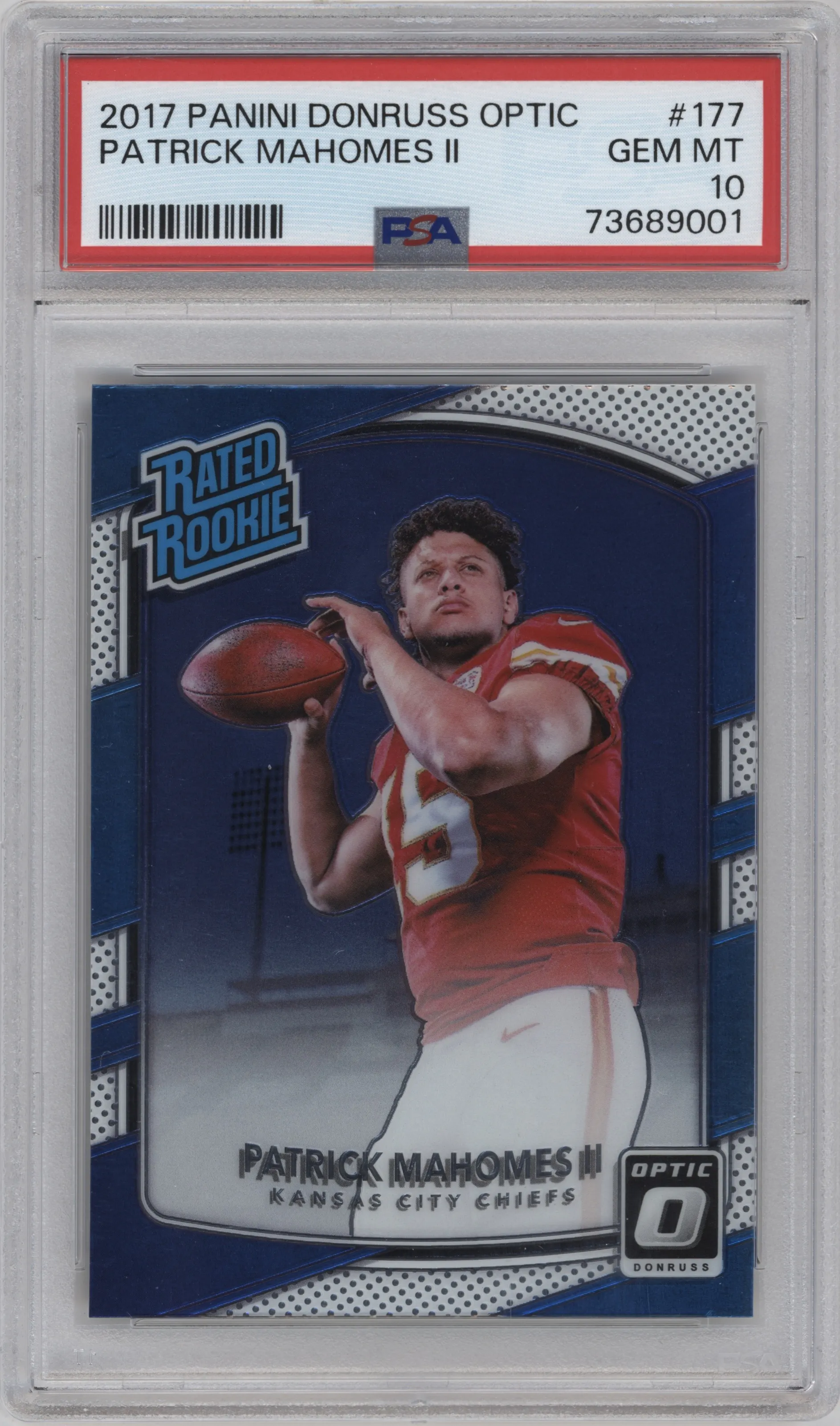 2017 Panini Donruss Optic Rated Rookie Patrick Mahomes II #177 PSA 10