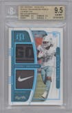 Jaylen Waddle from the 2021 Panini National Treasures set featuring a Laundry Tag parallel graded by Beckett and given an overall grade of 9.5.