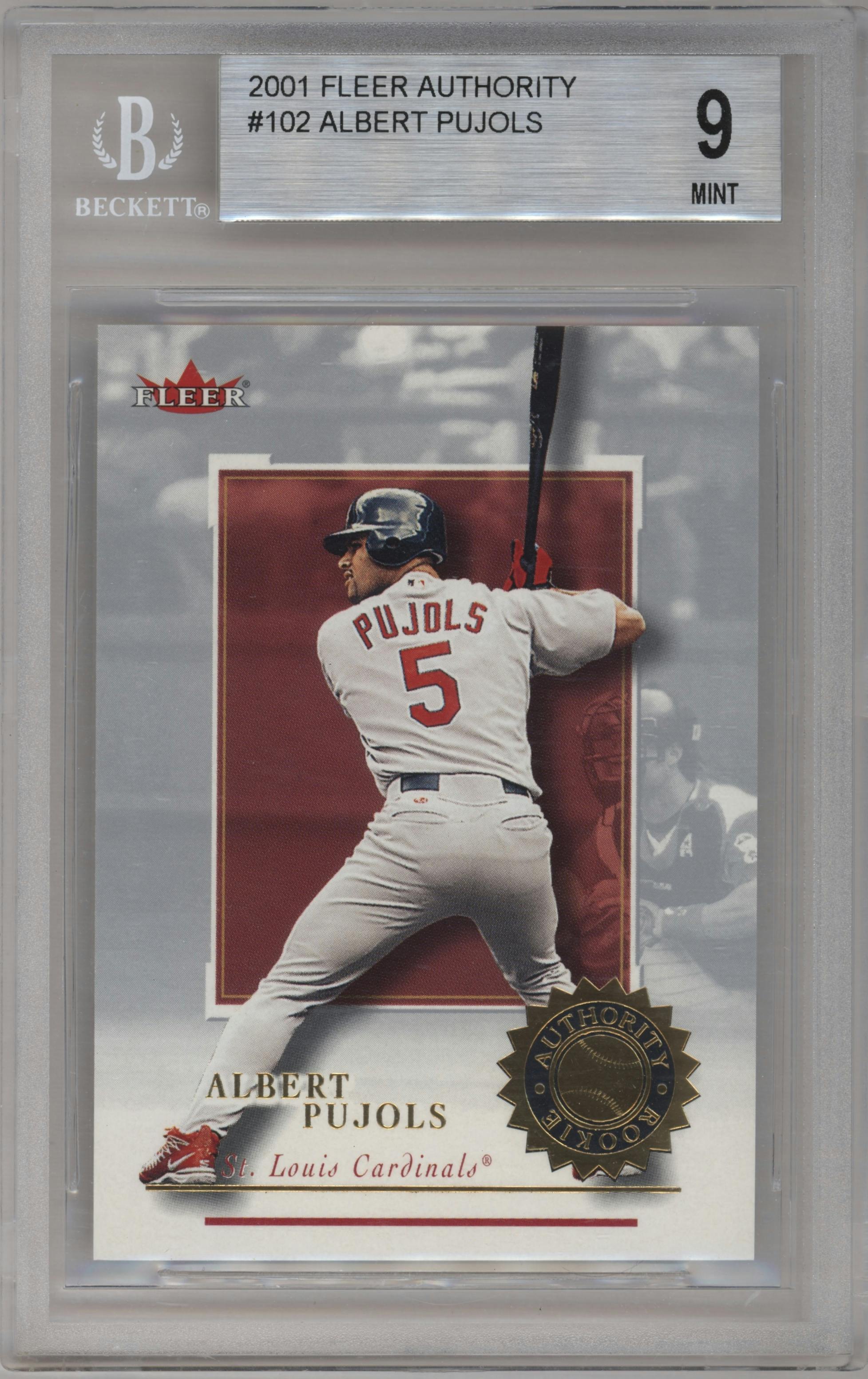 Albert Pujols from the 2001 Fleer Authority set graded by Beckett and given an overall grade of 9.