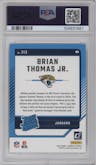 Brian Thomas Jr. from the 2024 Donruss set graded by PSA and given an overall grade of 10.