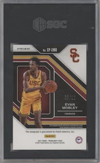 Evan Mobley from the 2021-22 Panini Prizm Draft Picks set featuring a Gold  parallel graded by SGC and given an overall grade of 9.5.
