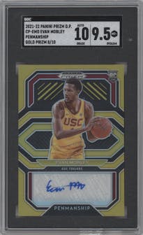 Evan Mobley from the 2021-22 Panini Prizm Draft Picks set featuring a Gold  parallel graded by SGC and given an overall grade of 9.5.