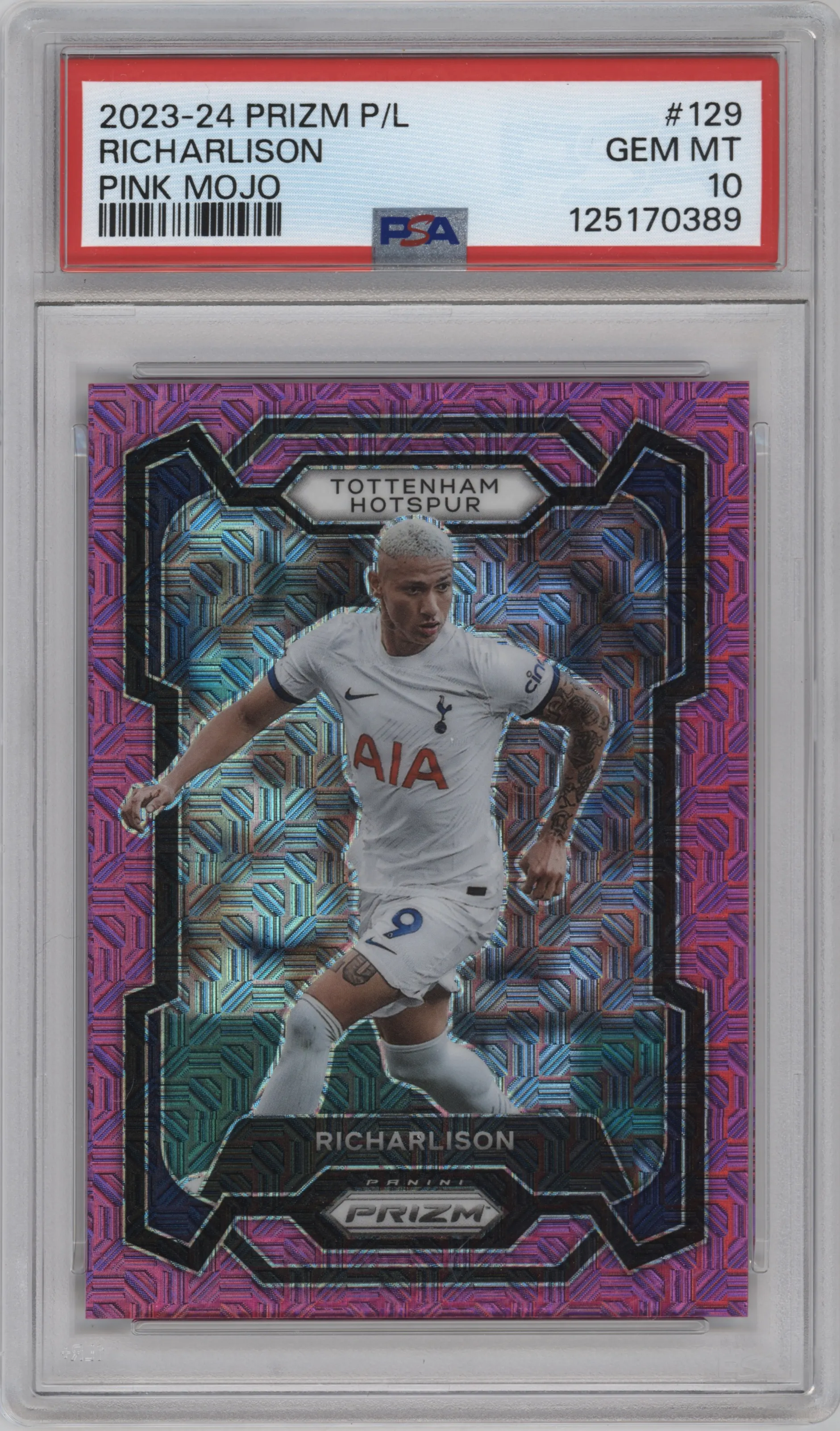 2023 Panini Prizm Premier League Richarlison Pink Mojo PSA 10