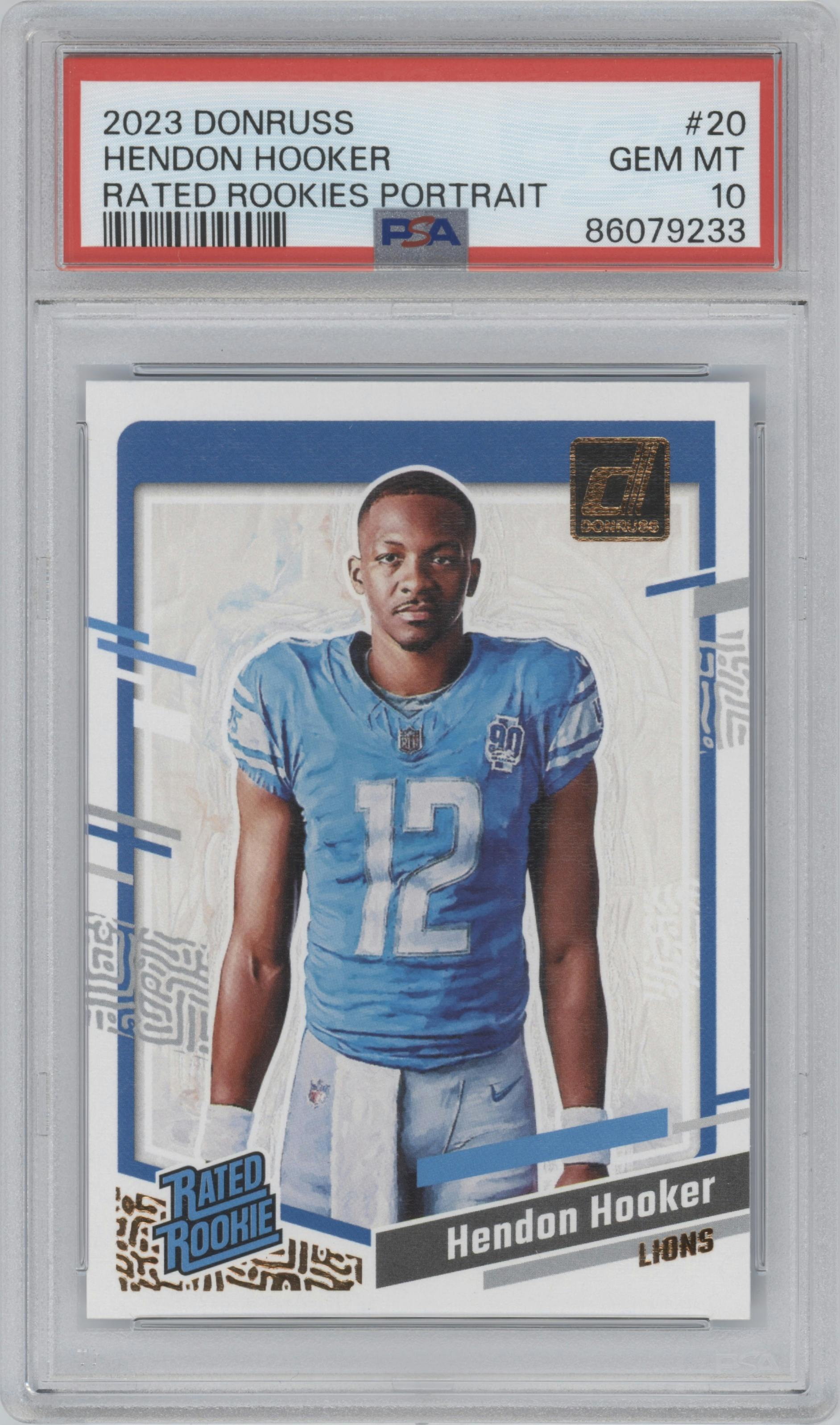 Hendon Hooker from the 2023 Panini Donruss set graded by PSA and given an overall grade of 10.