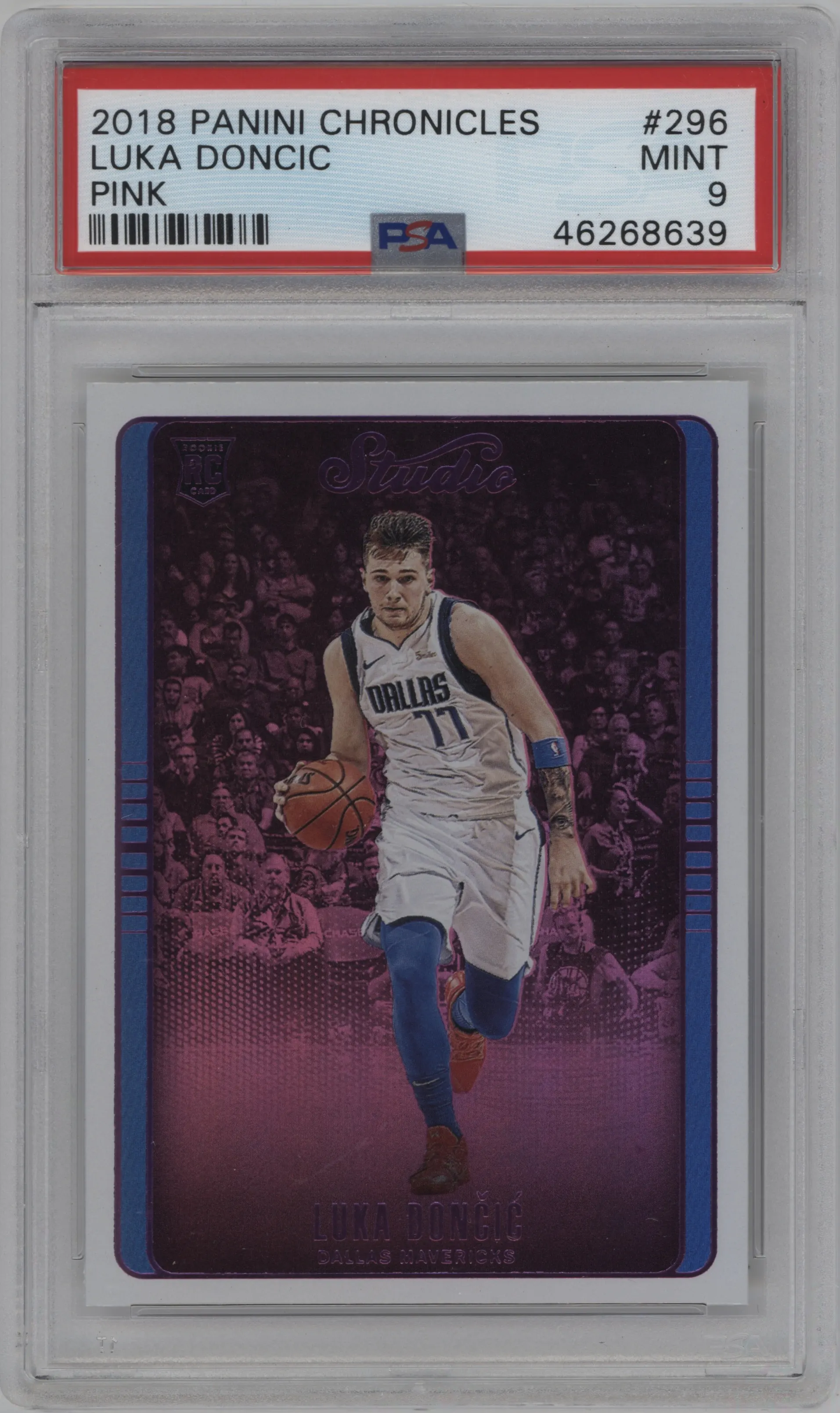2018 Panini Chronicles Studio Luka Doncic Pink PSA 9