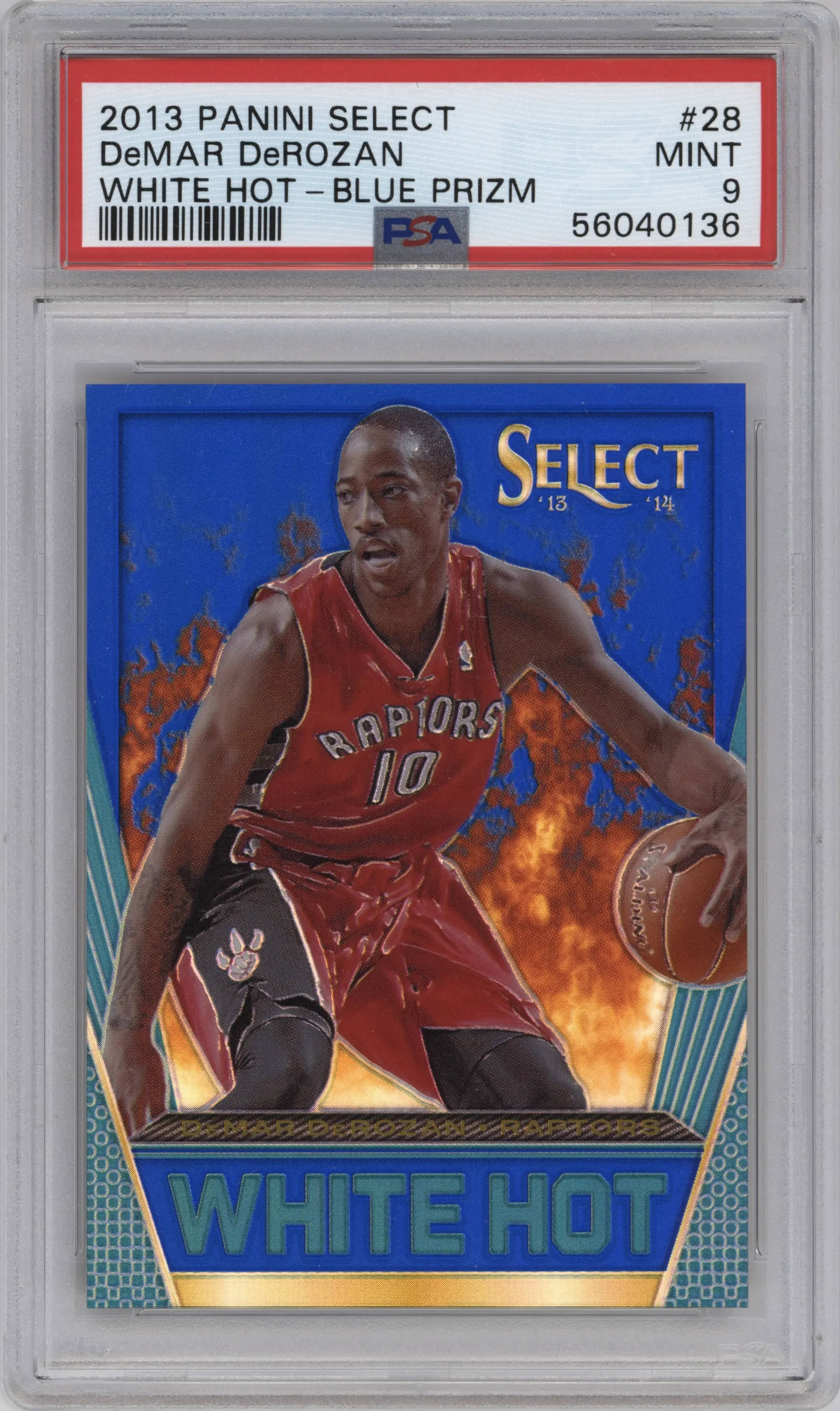 2013 Panini Select White Hot DeMar DeRozan Blue Prizm PSA 9