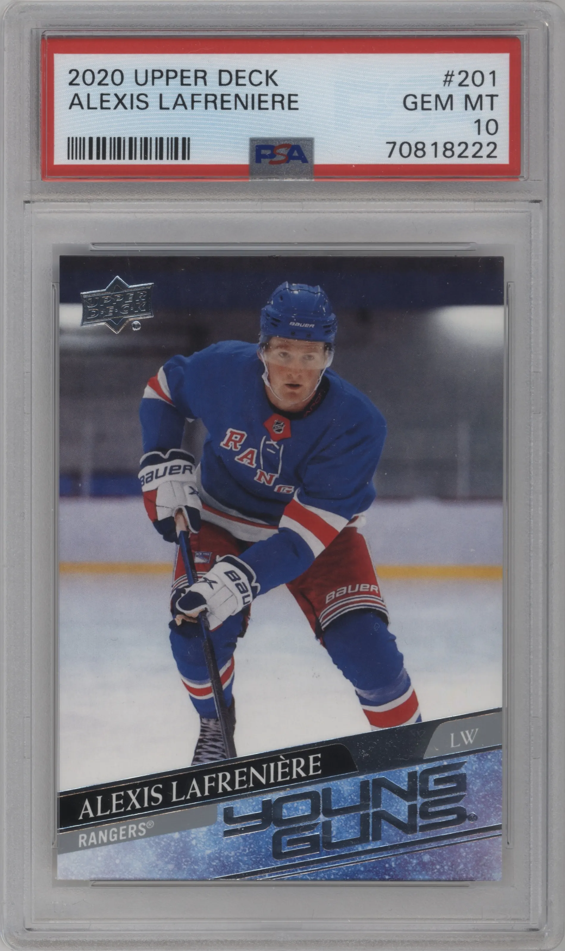 2020 Upper Deck Series 1 Young Guns Alexis Lafreniere #201 PSA 10