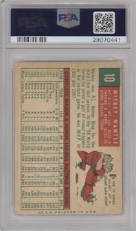 Mickey Mantle from the 1959 Topps set graded by PSA and given an overall grade of 3.