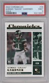 Ahmad "Sauce" Gardner from the 2022 Panini Chronicles set featuring a Gold parallel graded by PSA and given an overall grade of 9.