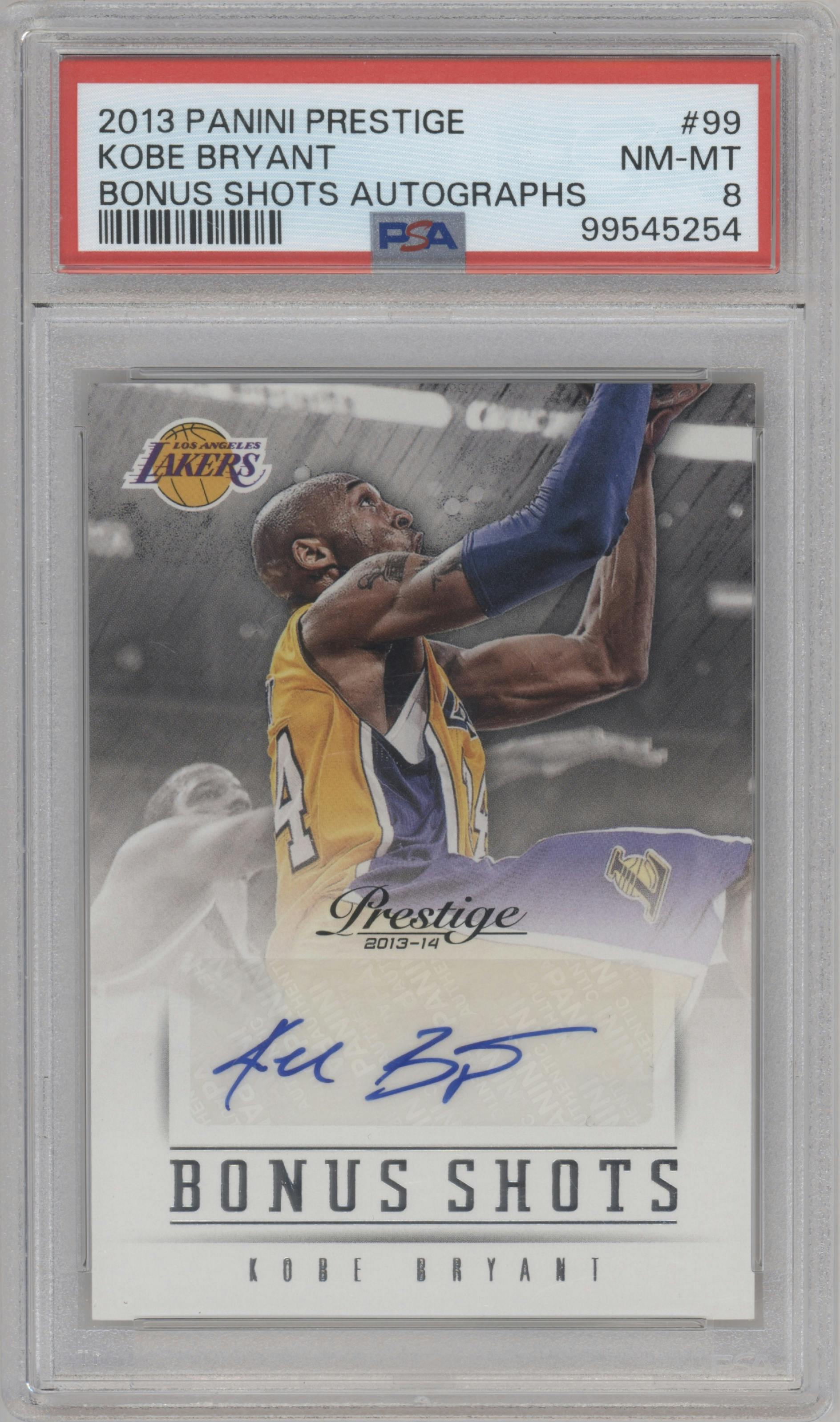 Kobe Bryant from the 2013-14 Panini Prestige set graded by PSA and given an overall grade of 8.