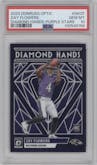 Zay Flowers from the 2023 Donruss Optic set featuring a Purple Stars parallel graded by PSA and given an overall grade of 10.
