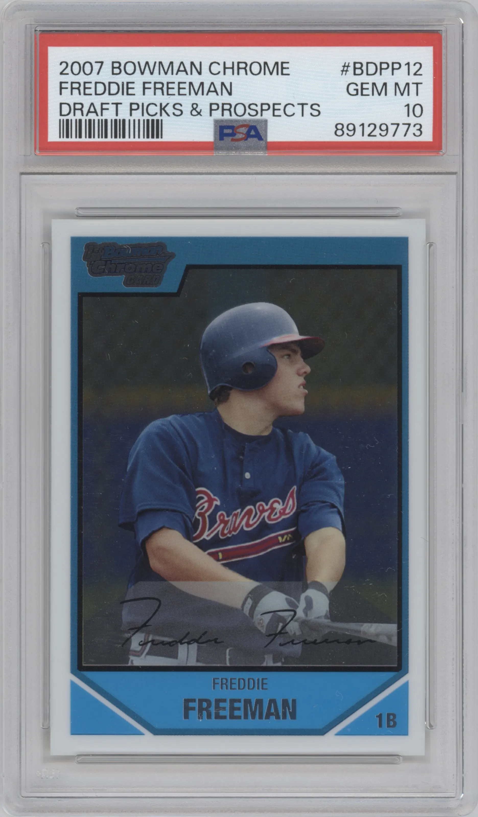 2007 Bowman Draft Picks & Prospects Chrome Freddie Freeman #BDPP12 PSA 10