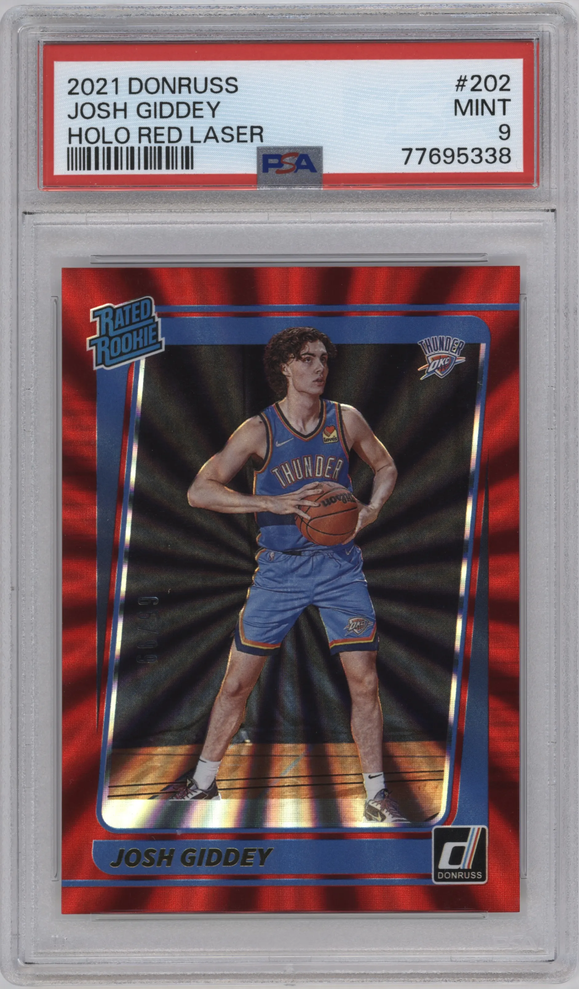 2021 Panini Donruss Rated Rookie Josh Giddey Red Holo Laser PSA 9
