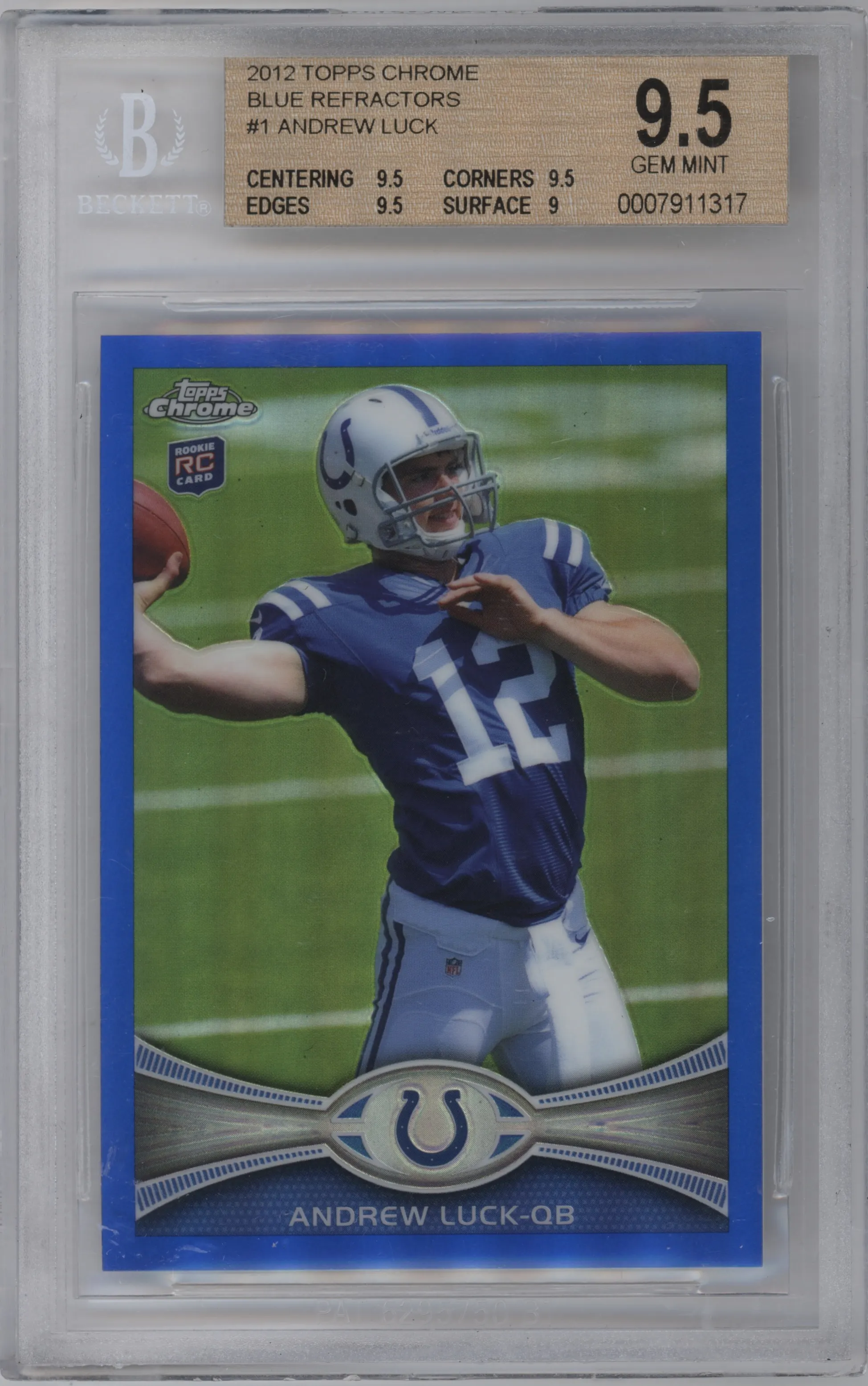 2012 Topps Chrome Andrew Luck Blue Refractor #1 BGS 9.5