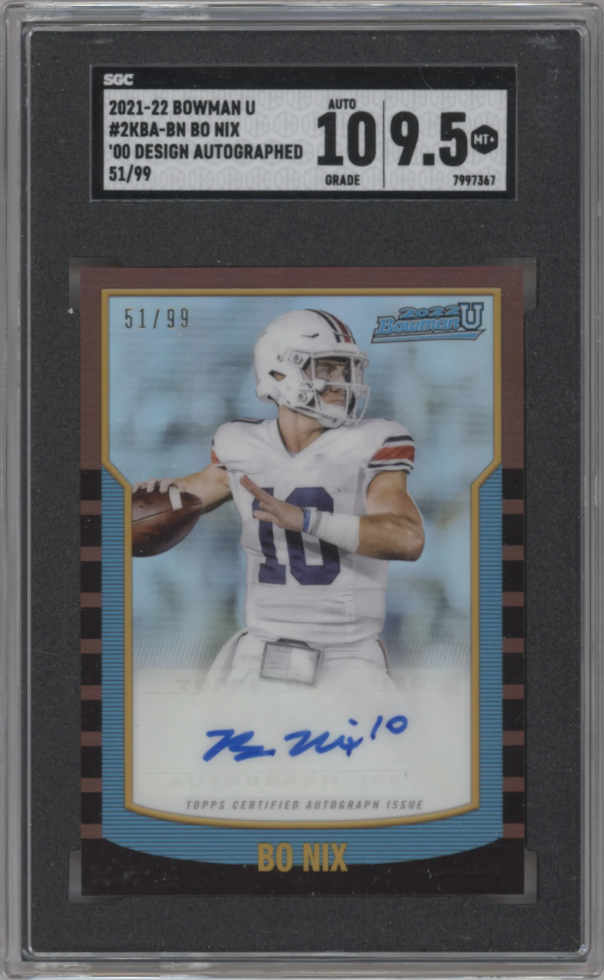 2021 Bowman University 2000 Bowman Auto Bo Nix #2KBA-BN SGC 9.5
