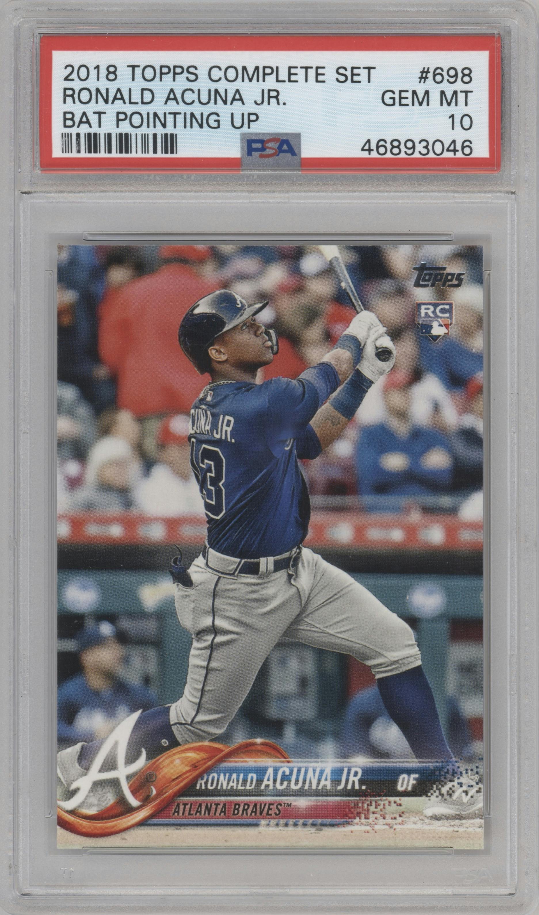 Ronald Acuna Jr. from the 2018 Topps Series 2 set graded by PSA and given an overall grade of 10.