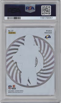 Puka Nacua from the 2023 Panini Illusions set graded by PSA and given an overall grade of 9.