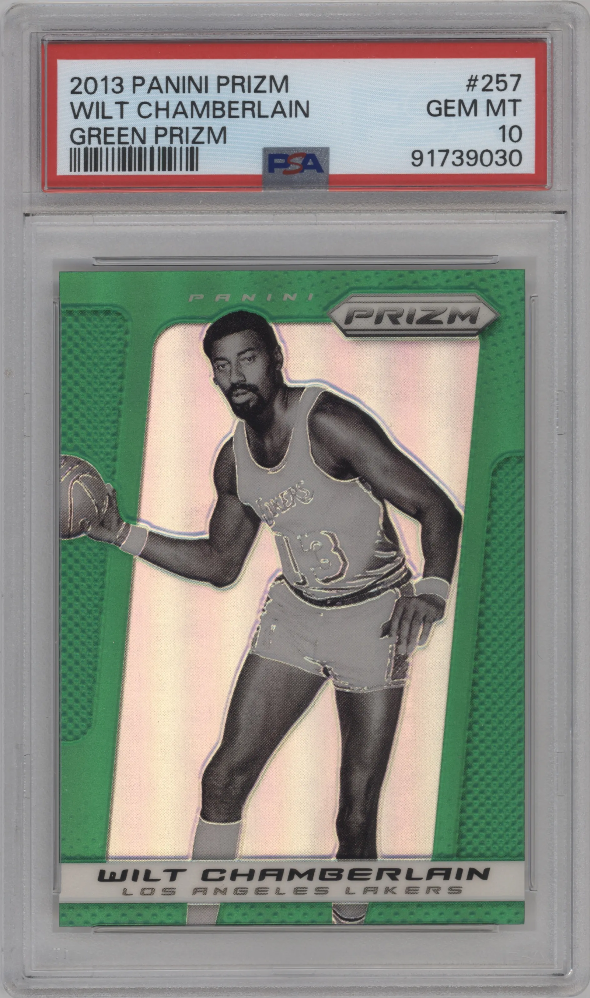 2013 Panini Prizm Wilt Chamberlain Green Prizm #257 PSA 10