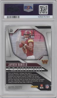 Jayden Daniels from the 2024 Panini Prizm set graded by PSA and given an overall grade of 9.