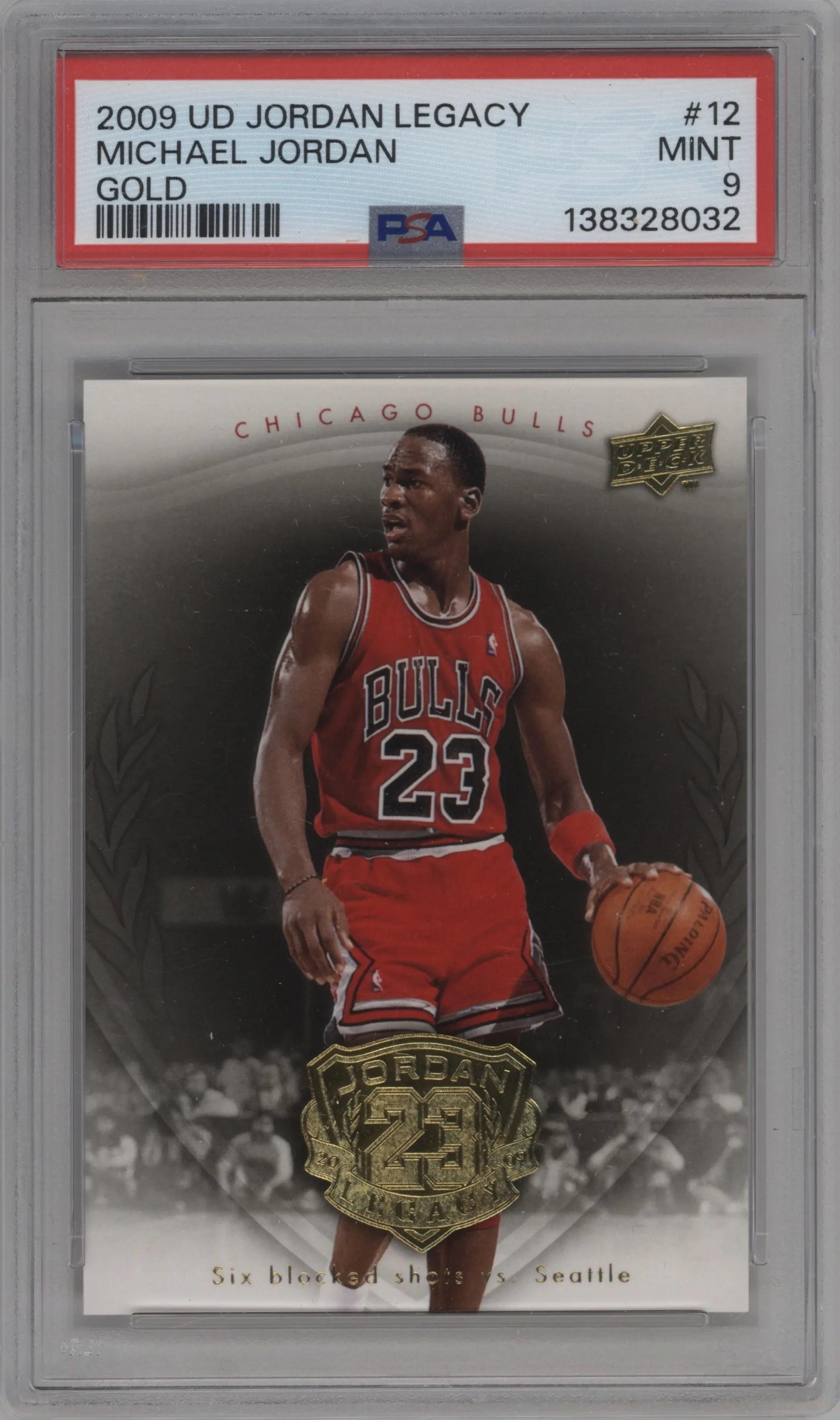 2009 Upper Deck Michael Jordan Legacy Collection Hall of Fame Edition Michael Jordan Gold #12 PSA 9