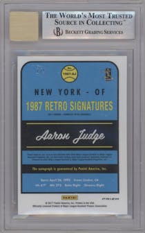 Aaron Judge from the 2017 Panini Donruss Optic set featuring a Carolina Blue parallel graded by Beckett and given an overall grade of 9.