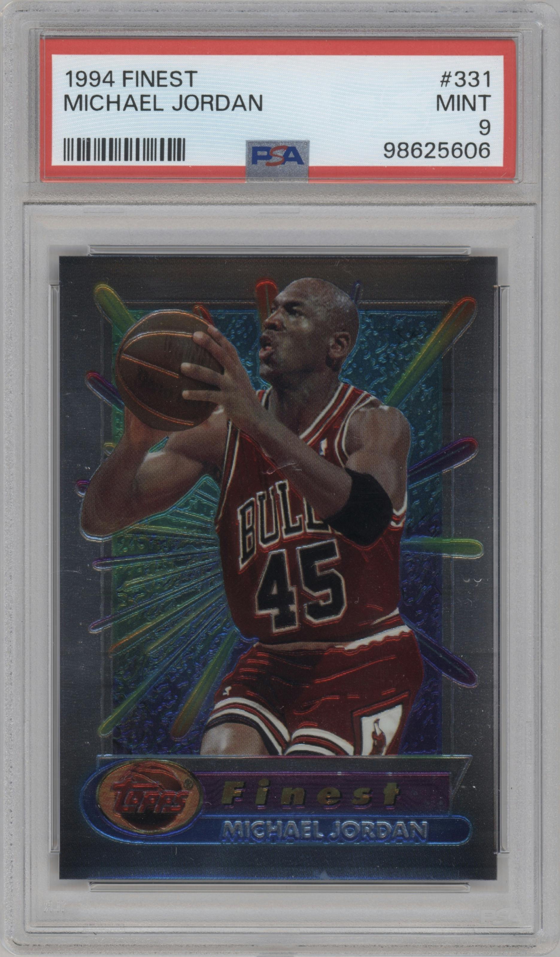 Michael Jordan from the 1994-95 Topps Finest  set graded by PSA and given an overall grade of 9.