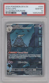 Dusclops from the 2024 Pokemon SV set graded by PSA and given an overall grade of 10.