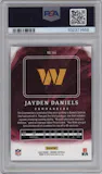 Jayden Daniels from the 2024 Panini Origins set featuring a Red Holo parallel graded by PSA and given an overall grade of 9.