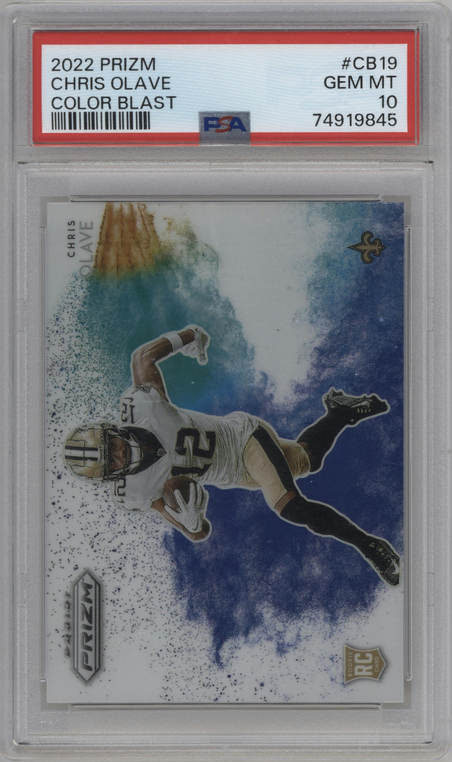  Chris Olave  from the 2022 Panini Prizm set graded by PSA and given an overall grade of 10.