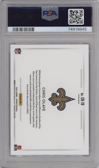 Chris Olave from the 2022 Panini Prizm set graded by PSA and given an overall grade of 10.