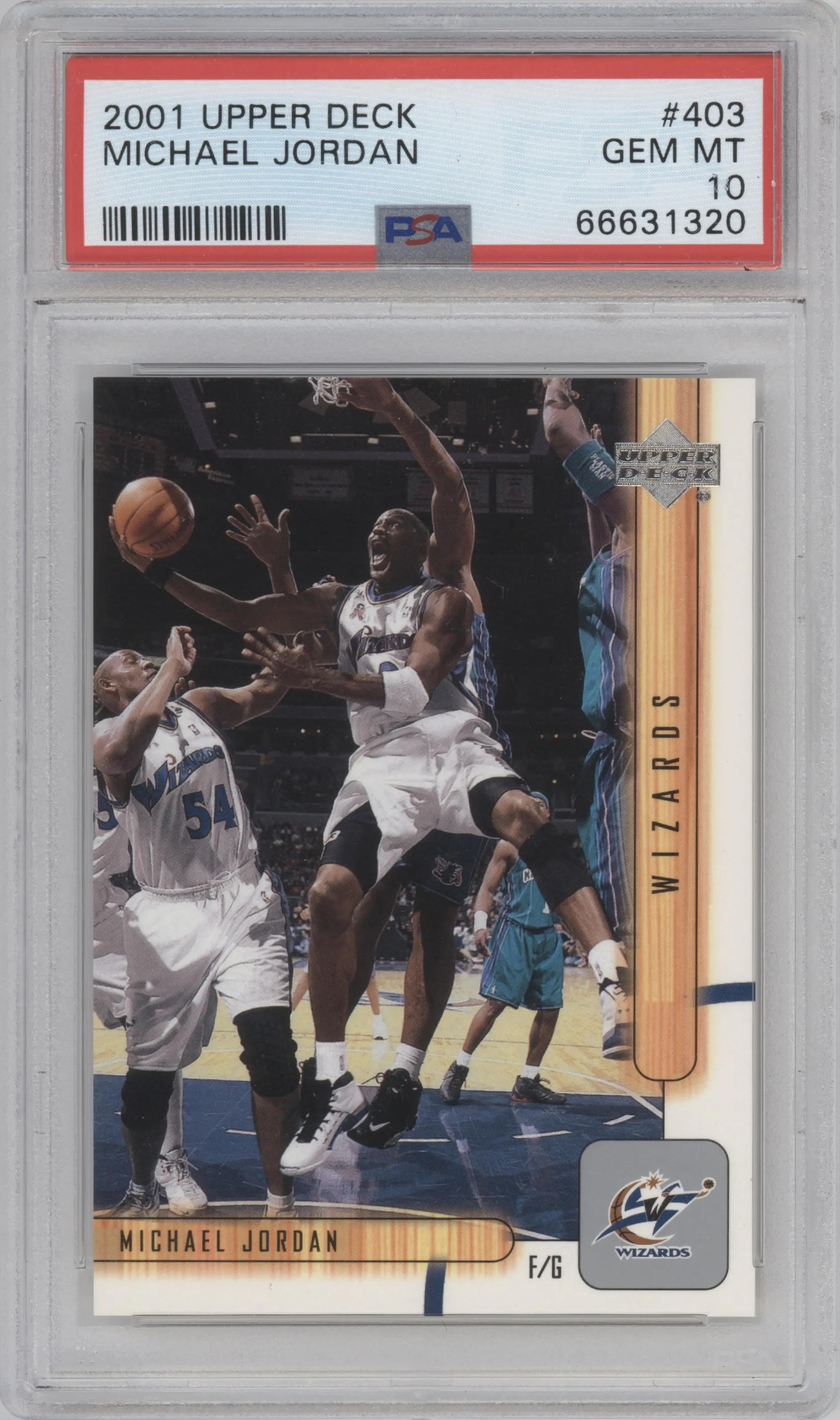 Michael Jordan from the 2001-02 Upper Deck set graded by PSA and given an overall grade of 10.
