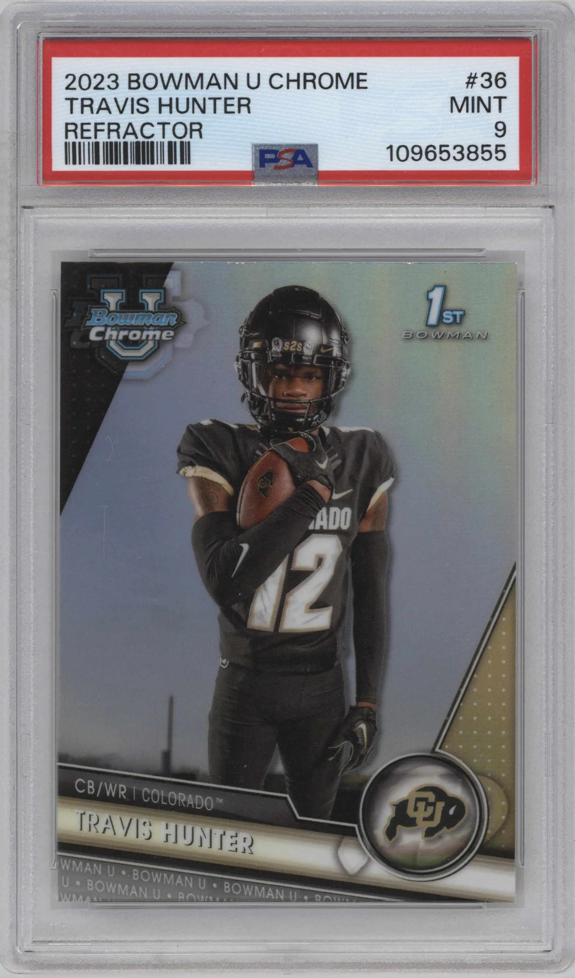 2023 Bowman Chrome University Travis Hunter Refractor #36 PSA 9