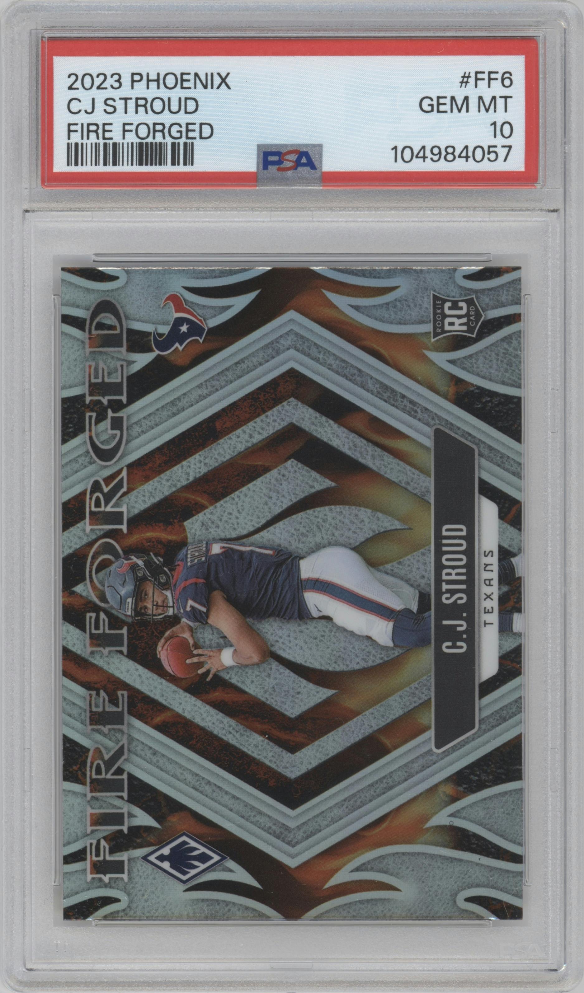 C.J. Stroud from the 2023 Panini Phoenix set graded by PSA and given an overall grade of 10.