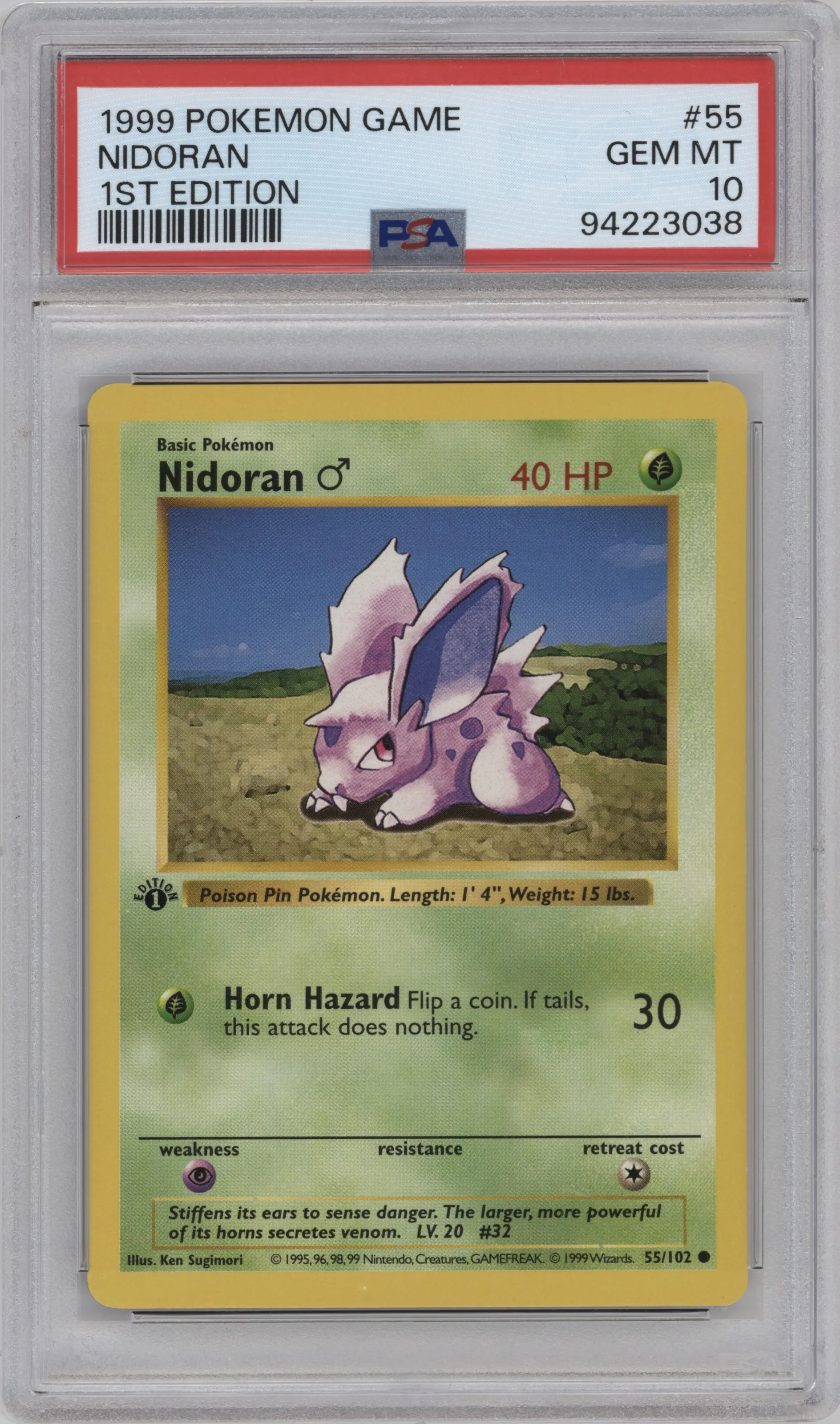 1999 Pokemon Base Set Nidoran #55 PSA 10