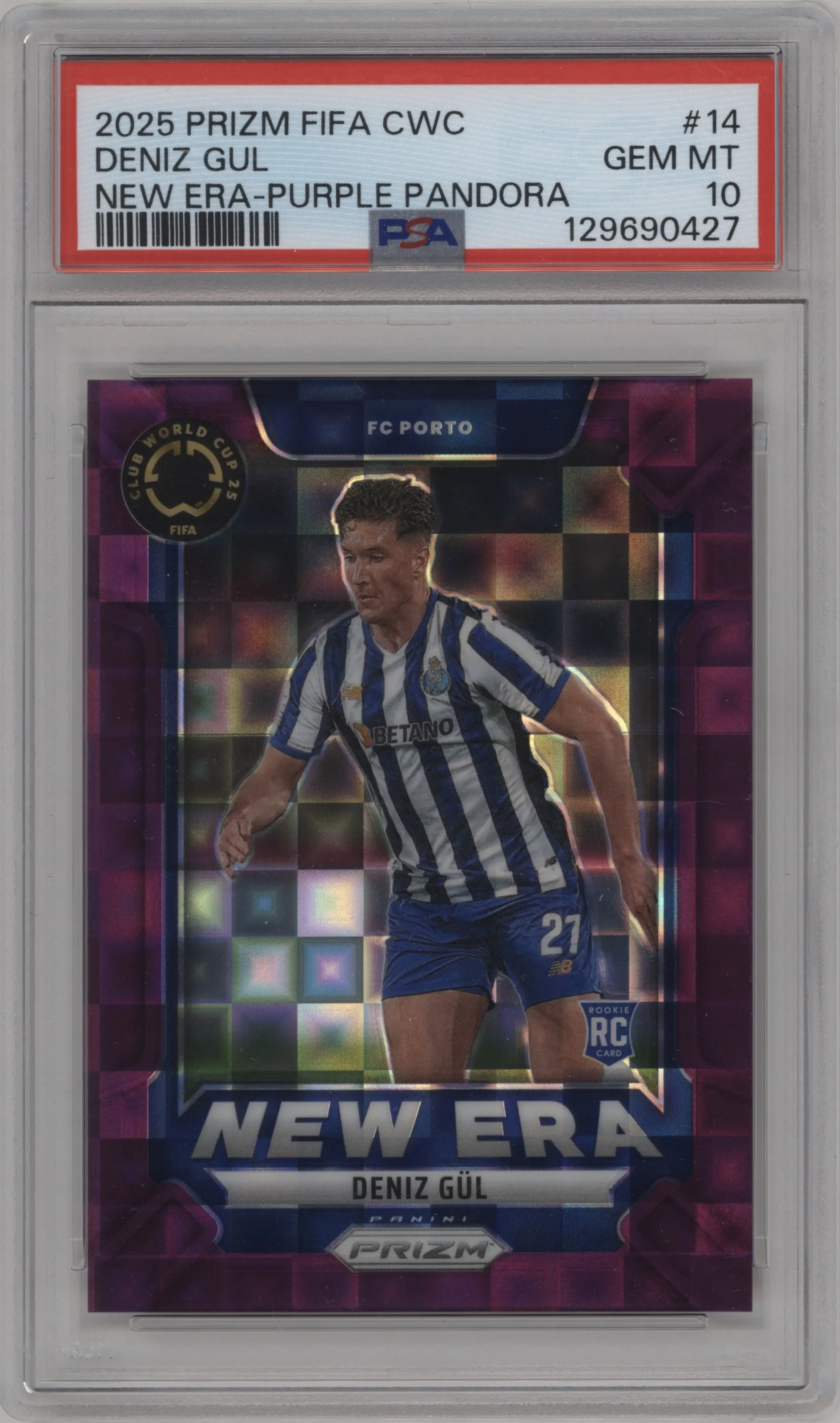 2025 Panini Prizm FIFA Club World Cup New Era Deniz Gul Purple Pandora Prizm PSA 10
