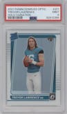 Trevor Lawrence from the 2021 Panini Donruss Optic set featuring a Holo Variation parallel graded by PSA and given an overall grade of 9.