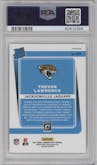 Trevor Lawrence from the 2021 Panini Donruss Optic set featuring a Holo Variation parallel graded by PSA and given an overall grade of 9.