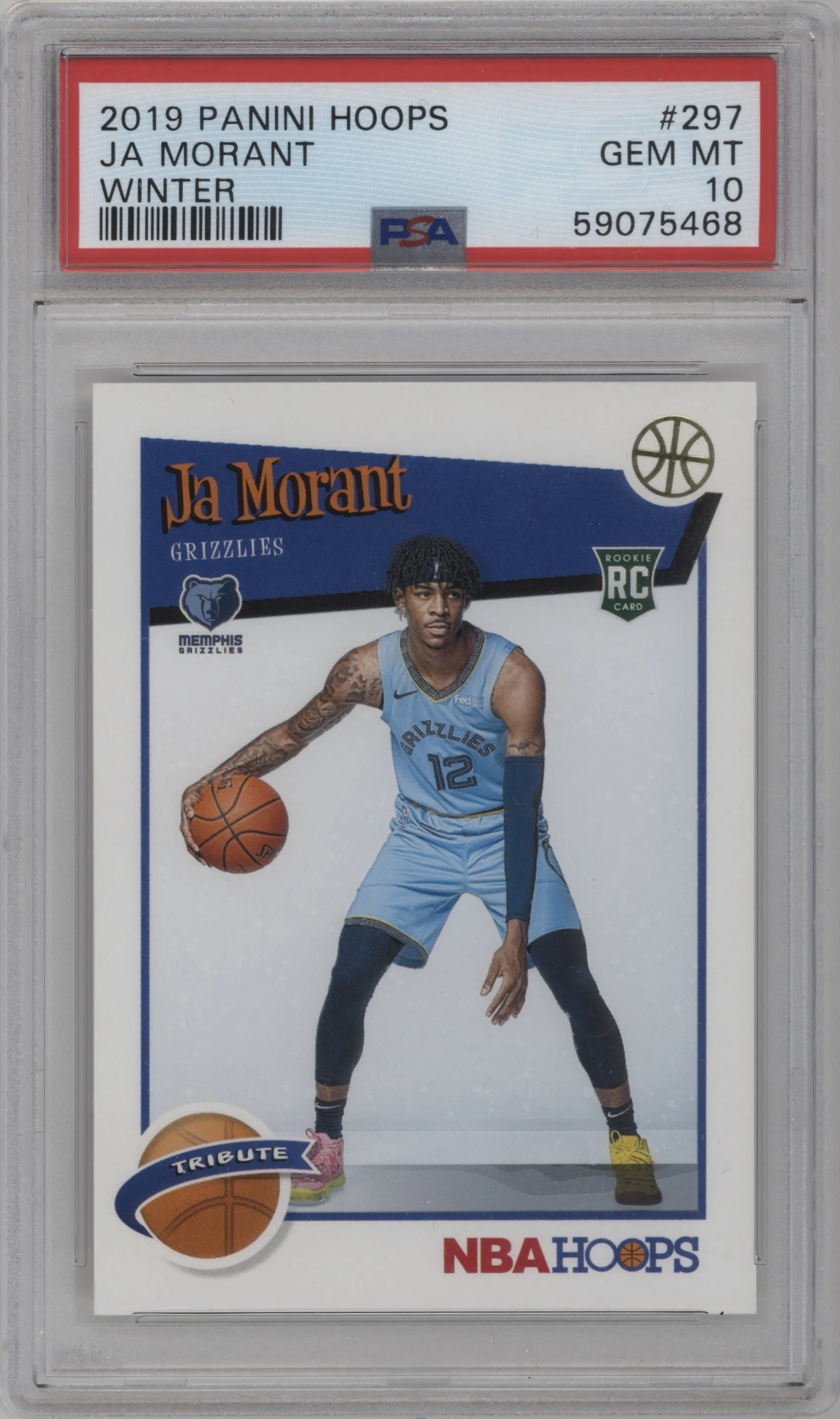 2019 Panini NBA Hoops Tribute Ja Morant Winter #297 PSA 10
