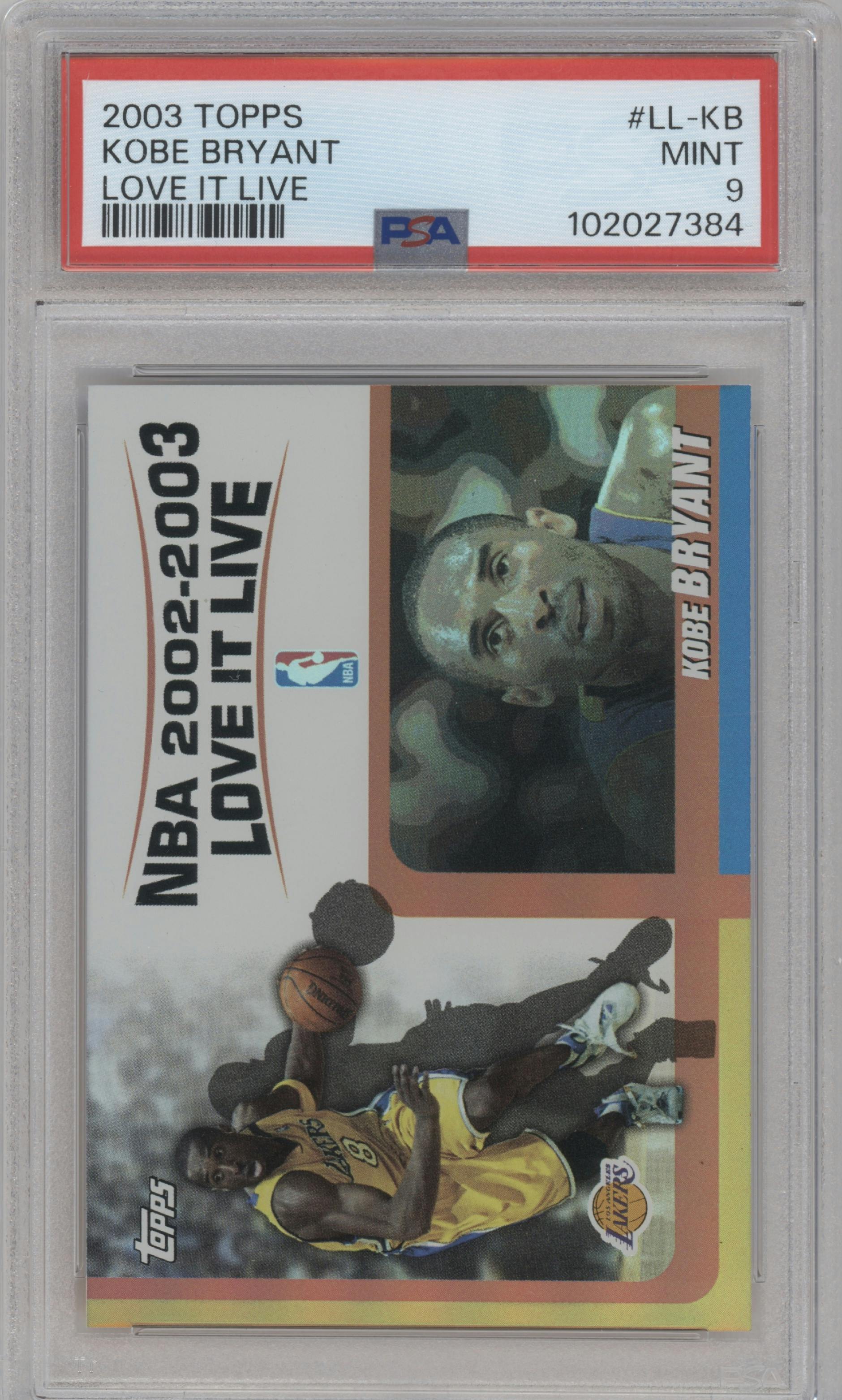 Kobe Bryant from the 2003-04 Topps set graded by PSA and given an overall grade of 9.