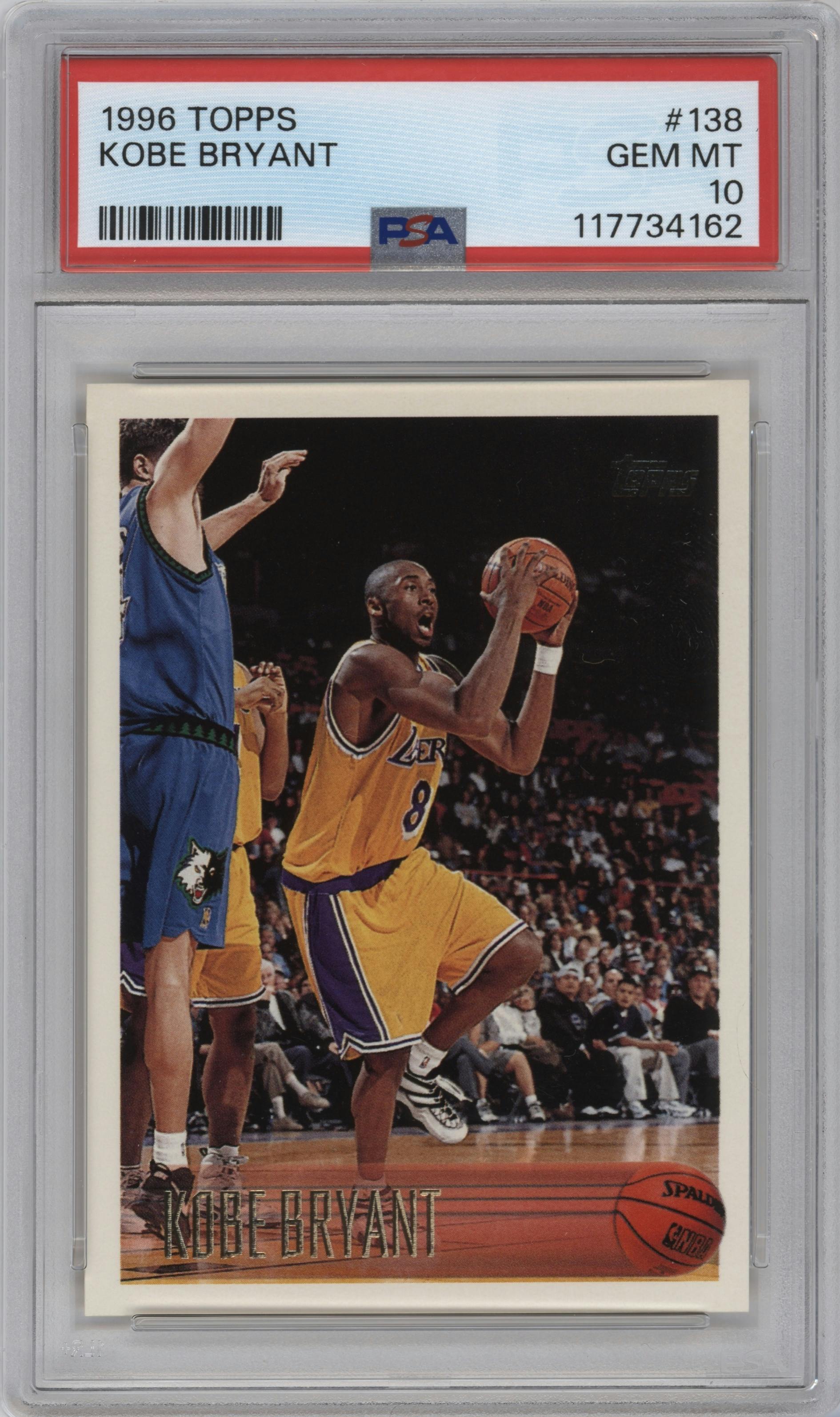 Kobe Bryant  from the 1996-97 Topps set graded by PSA and given an overall grade of 10.