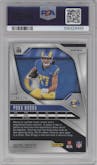 Puka Nacua from the 2024 Panini Prizm set featuring a Choice Red parallel graded by PSA and given an overall grade of 9.